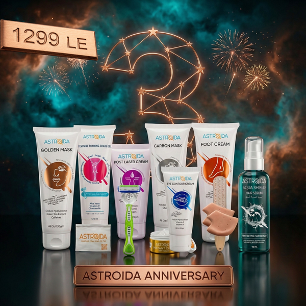 Eid Ultimate Care Set (Astroida Gel + Foot Cream + Day & Post Laser Cream + Eye Cream + Aqua Shield Serum + Free Razor, Carbon & Golden Masks, Foot Brush & 2 Silicon Heels)