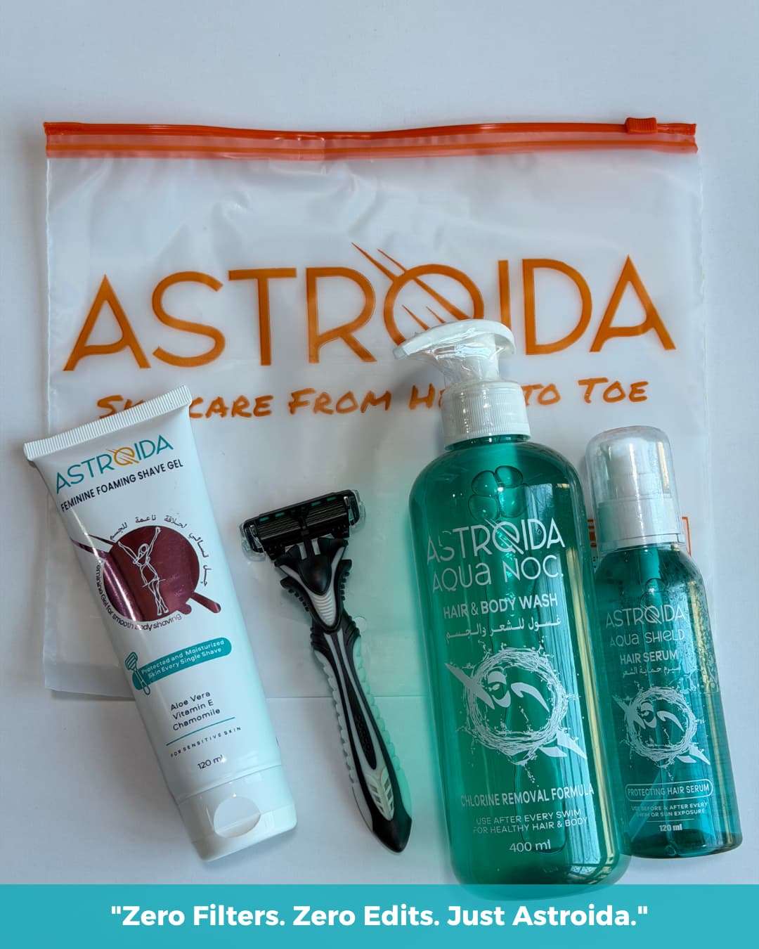 Eid Ultimate Care Set ( Astroida Gel + Premium 6 blades razor + Aqua Noc + Aqua Shield Serum )