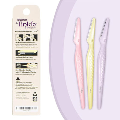 Dorco Tinkle Everglow 3 Pcs Multipurpose Eyebrow Razor & Face Shaver Original Imported