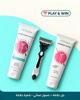 Astroida Shaving & Intimate Care Set – Gel + Feminine Wash + 6-Blade Razor