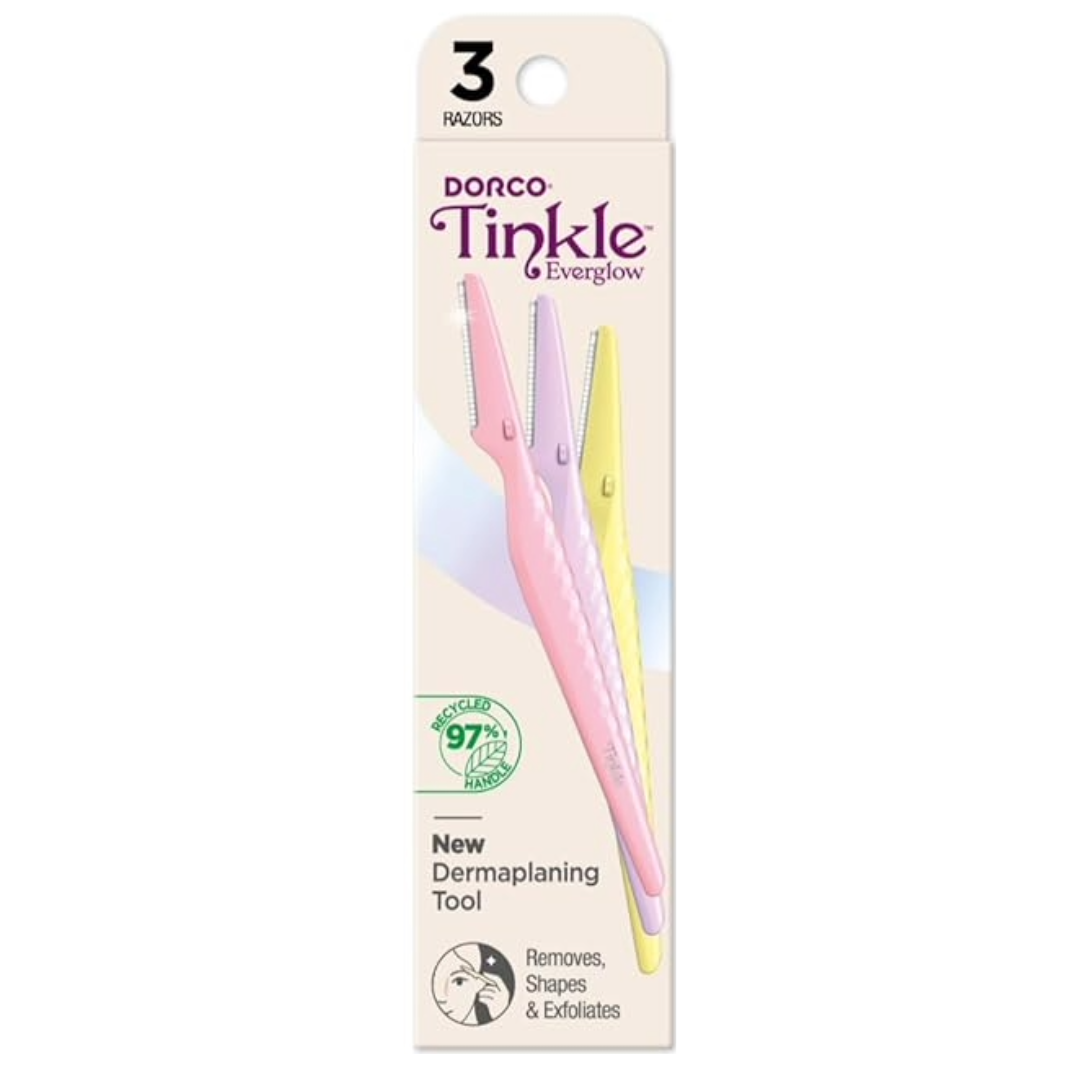 Dorco Tinkle Everglow 3 Pcs Multipurpose Eyebrow Razor & Face Shaver Original Imported