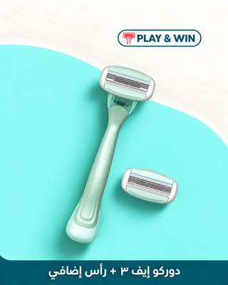 DORCO EVE 3 Women’s Razor – Handle + 2 Cartridges (Genuine Imported) — mint and cream Play & Win campaign
